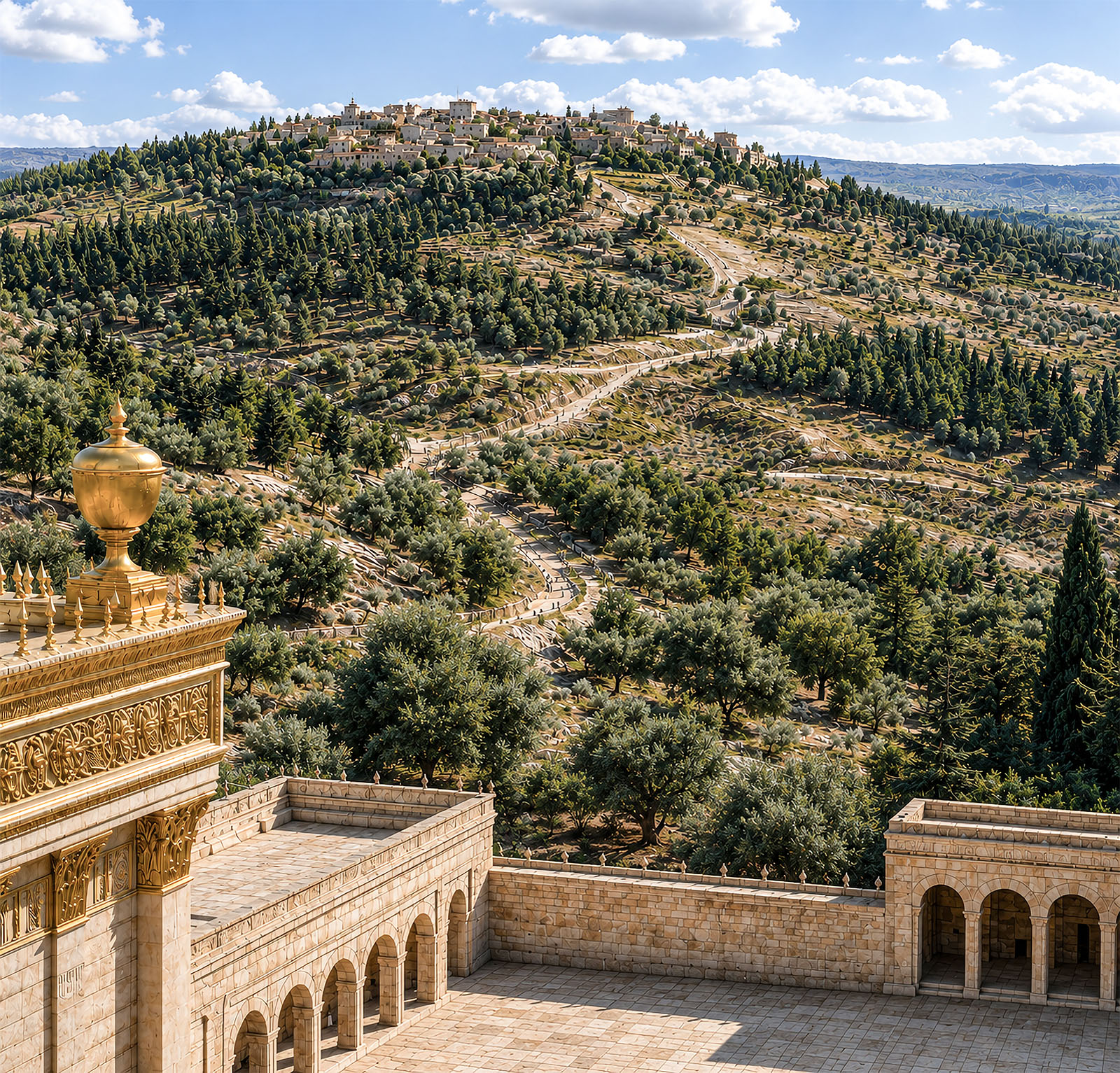 The view from Herod’s Temple looking toward the Mount of Olives and Bethany.
